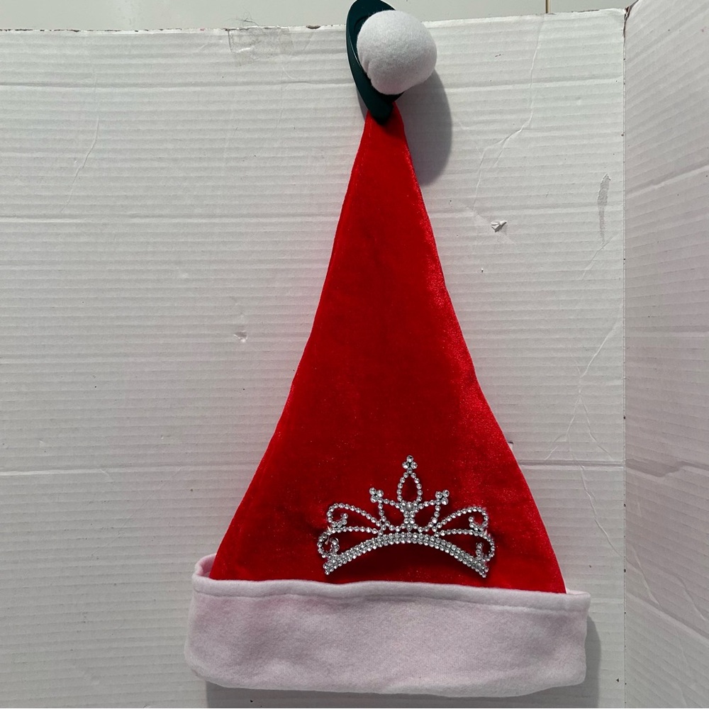 Santa hat with tiara & Pom Pom 23” circumference